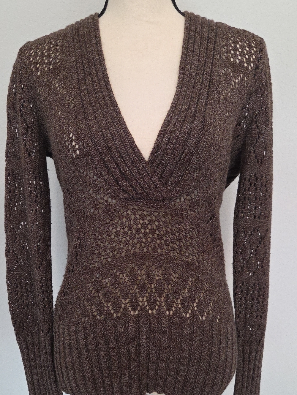 Axcess Chocolate Brown V-Neck Knit Sweater